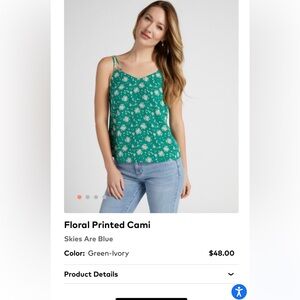 NWOT Green Floral Cami L
